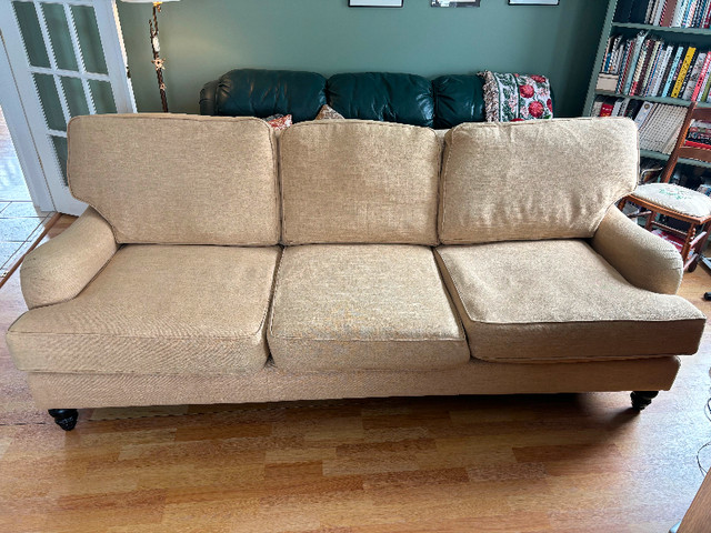 Used Beige-Frabric Couch From Smoke-Free Home PRICE NEGOTIABLE in Couches & Futons in Owen Sound