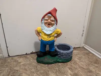 concrete garden gnome with planter , View more