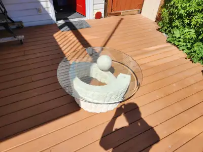 GLASS TOP ROCK BASE TABLE, View more
