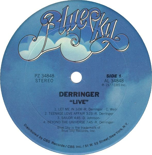 Rick "Derringer - Live" Original 1977 US Import Vinyl LP in Arts & Collectibles in Ottawa - Image 3