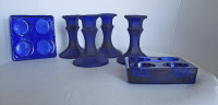 Blue Glass candle holders