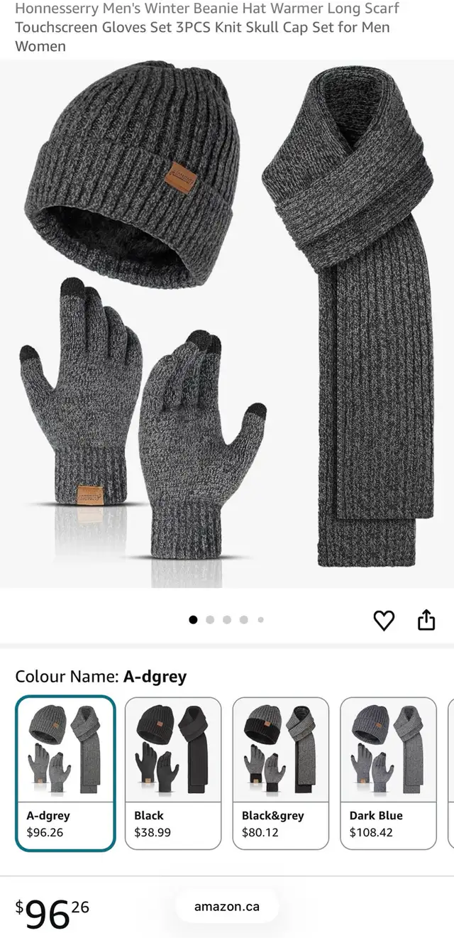 Honnesserry Winter Knit Scarf, Beanie & Touchscreen Gloves Set in Other in Oshawa / Durham Region - Image 8