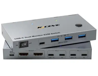 KCEVE KVM Switch 2 Monitors 2 Laptops USB C, Switch Dual Monitor, View more