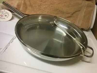 NEW XL 18/10  STAINLESS STEEL SKILLET & LID BY AUTHENTIC KITCHEN, View more