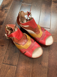 Pikolinos Multicolour Leather Wedge Sandal