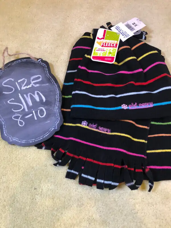 Brand new girls Hat and Scarf Set Black Multicolored - NWT 8/1062863262530947123