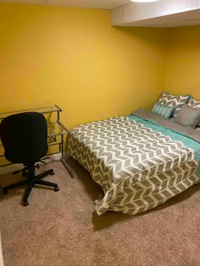 Move in right away — everything’s set up for you. Includes bed, bedding, table, chair, and closet —...