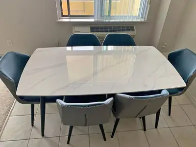 Modern White Marble Dining Table and Chairs, View more