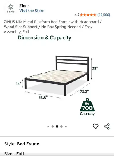 Full Size Metal Bed Frame, View more