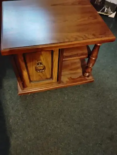 Pressed wood end table with built-in shelf  & storage height20", View more