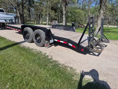 Very good shape heavy duty equipment trailer 2 ...7000 lb axles Newer 12ply tires 18 foot deck and 2...