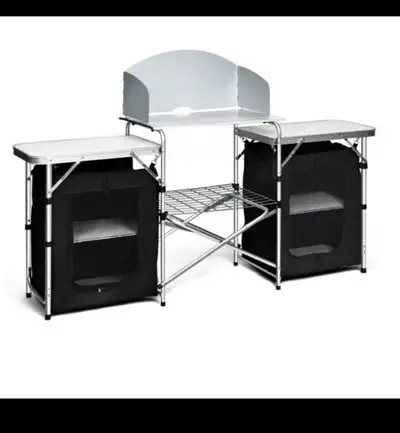 Foldable Camping Table Metal Frame Cooking On the Go Organizer W, View more