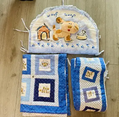 3Pc Crib set; Bumper set + blanket, View more