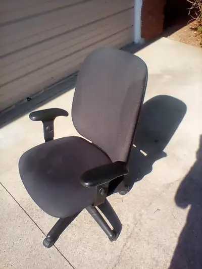 Black office chair, various adjustments. $40