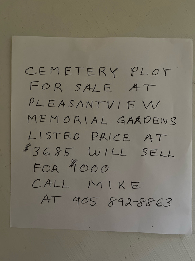 Cemetery Plot For Sale in Health & Special Needs in St. Catharines