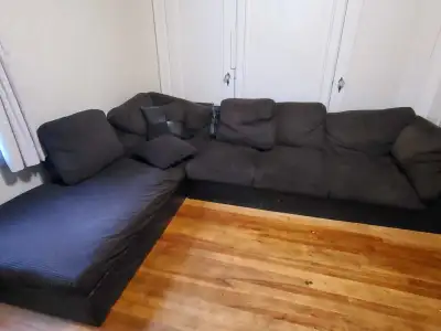 Free Brown L shaped couch, View more