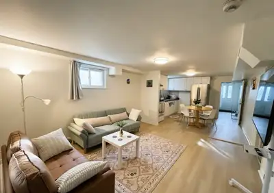 Bright and peaceful furnished 2-bedroom basement suite with separate entrance, ideal for monthly or...
