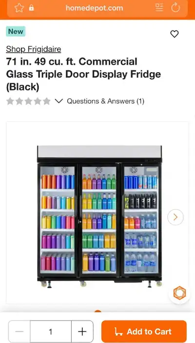 Frigidaire 71 in. 49.4 cu ft. Commercial Glass Triple Door, View more