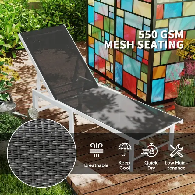 Outdoor Lounge Chair, 5-Level Reclining Outdoor Chaise Lounge Ta in Patio & Garden Furniture in Markham / York Region - Image 6