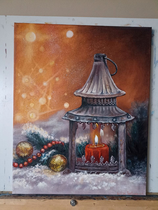 Painting "New Year's lantern". Handmade, streched canvas, oil in Arts & Collectibles in Chatham-Kent