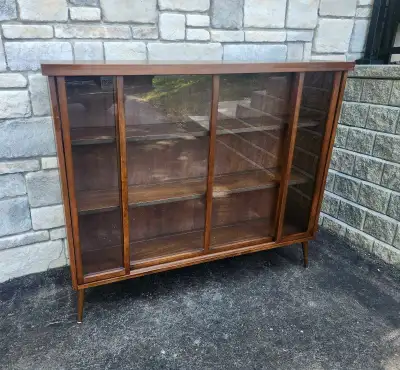 MID-CENTURY 1960'S WALNUT BOOKCASE/DISPLAY CABINET , View more