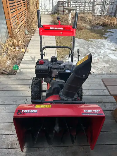 Stored indoors, used sparingly, starts by plug in or pull cord, runs well - loading ramps available...
