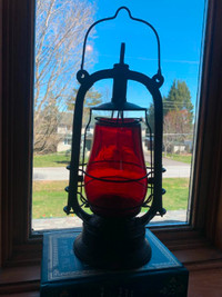 Vintage Red Kerosene Railroad Lantern