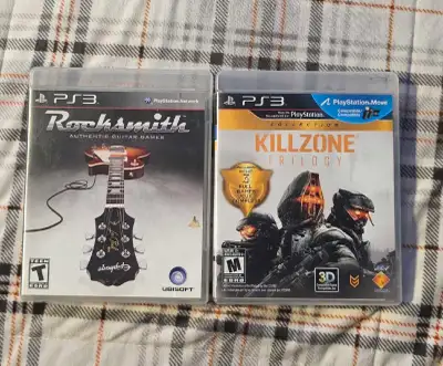 Selling two used PlayStation games: Rocksmith and Killzone Trilogy. Both games are in good working c...