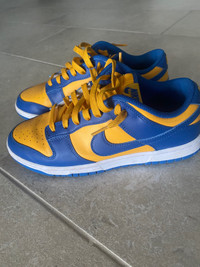 Blue/yellow Nike dunks size 8.5