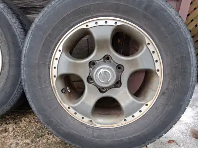 For Sale. 265/65R 17 tires on rims. R8ms fit Chev, GMC, Nissan Xterra