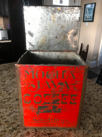 Large Square Mocha Coffee tin with lid $75.00. These Large Tins