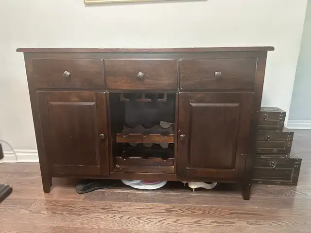 Solid Wood Dininf Buffet / Sideboard Cabinet with Wine Rack in Hutches & Display Cabinets in Oshawa / Durham Region - Image 3
