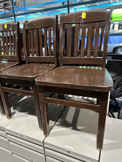 Wood Dining Chairs - 59 Available Very solid wood chairs. In good condition. Seats measure approxima...