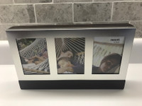 NEW - Triple Picture Frame - Brushed Aluminum