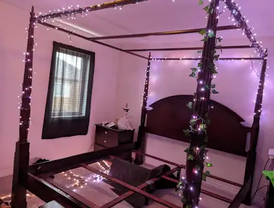 king size solid wooden canopy bed frame, View more