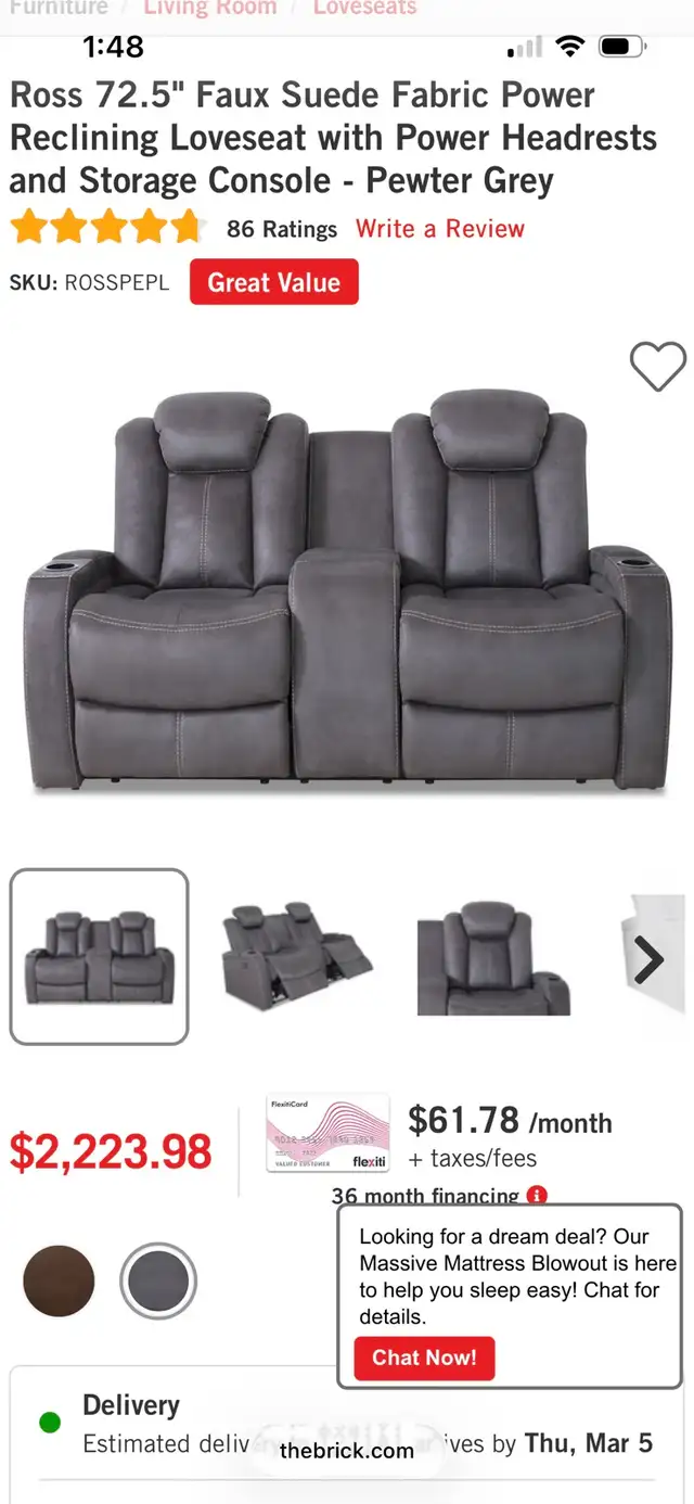 Three Piece Faux Suede Power Reclining Sofa Set in Couches & Futons in Red Deer - Image 8