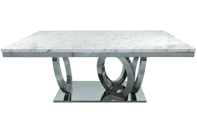 Gem Marble 79 dining table with Chrome metal Legs great price  in Dining Tables & Sets in City of Toronto - Image 2