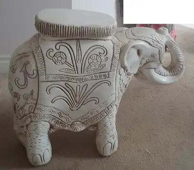 Vintage Ceramic Elephant Garden Stool / Plant Stand, View more
