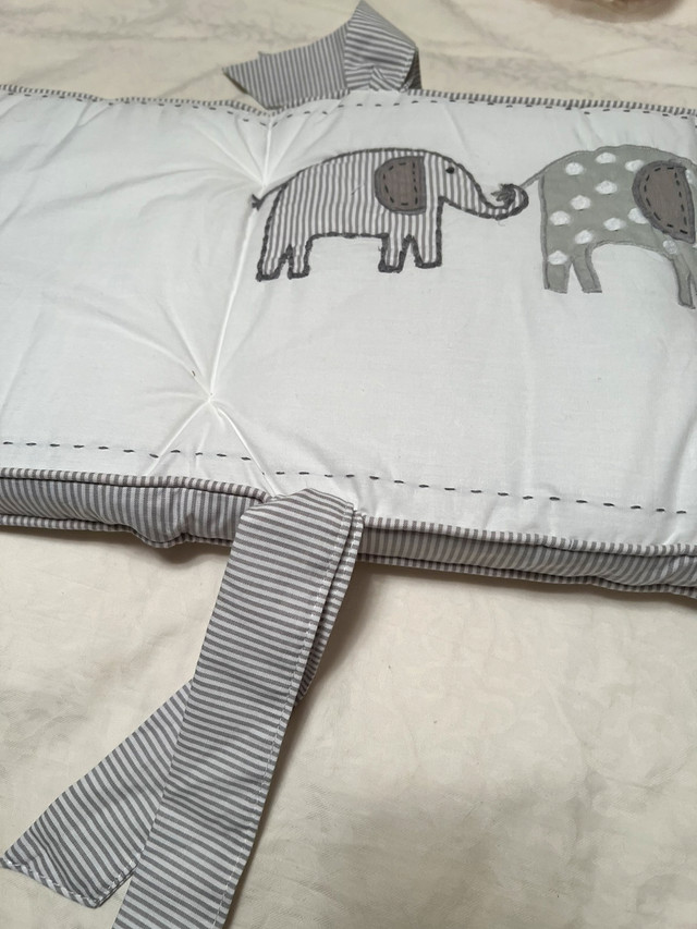 Pottery Barn Kids Crib Bumper Taylor Elephant Collection  in Cribs in Windsor Region - Image 4