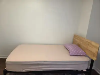 Twin Bed And Mattress With Wooden Headboard, View more
