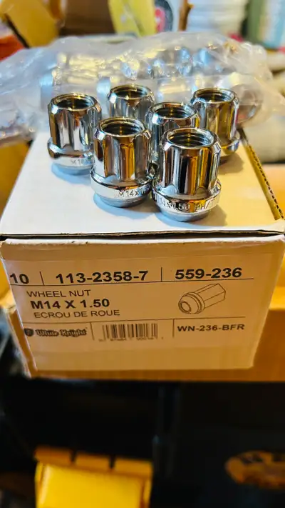 25 pcs M14x1.5 14x1.5 Thread Open End Bulge Acorn 25mm 1.00" Long Lug Nuts Chrome 7 Spline