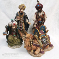 80s 90s Nativity Set 3 Wise Men Kings Magi & Sultans Camel