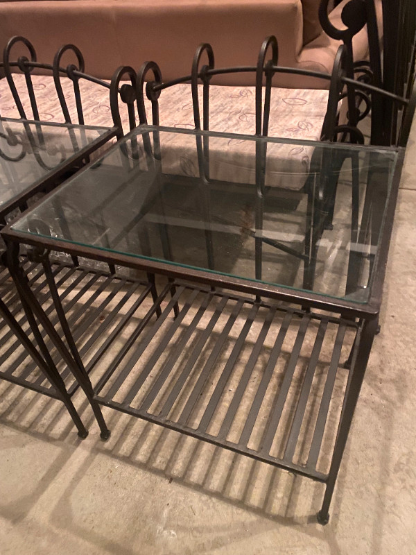 Wrought Iron. King size bed frame, two end tables and bench. in Beds & Mattresses in Kitchener / Waterloo - Image 2