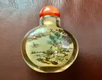 Vintage Glass snuff bottle reverse painted, New in box, China