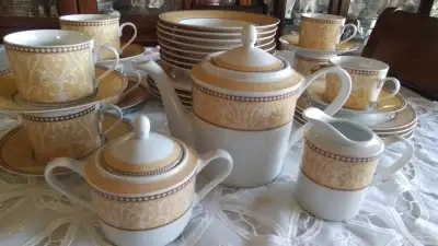 PORCELAIN DINNER SET & TEAPOT & MILK SUGAR, View more
