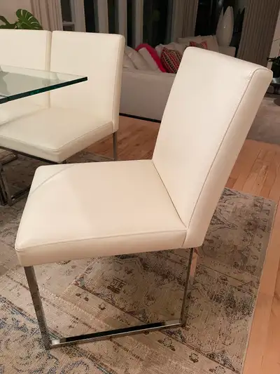 Dining Chair, White vinyl and Chrome, Indestructible!, View more