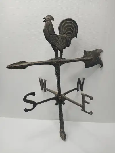 Vintage Black Metal Rooster Weathervane 22 inches tall