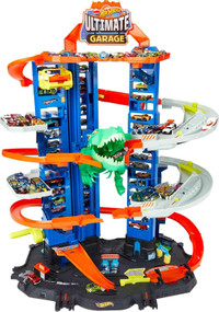Hot Wheels Toy Car Track Set City Ultimate Garage Moving T-Rex