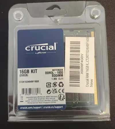 Crucial 16 Go (2x8 Go) DDR3L-1600 SODIMM – Neuve / Jamais utilis, View more