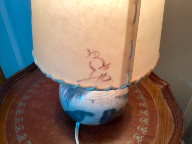 #5 Dornbusch Lamp w Parchment Shade & Blue/White Pottery Base  in Indoor Lighting & Fans in Belleville - Image 2